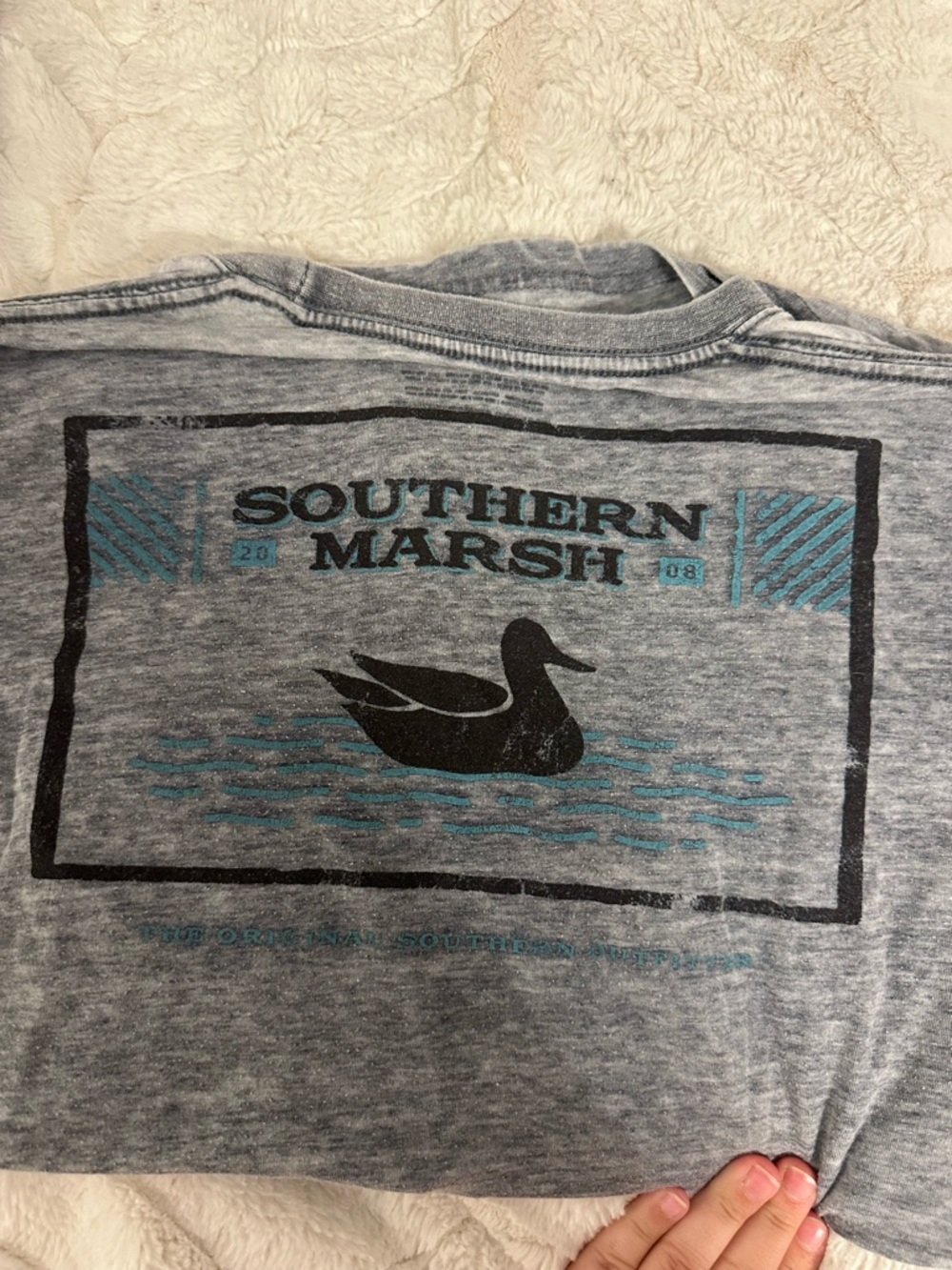 Southern Marsh Heather Gray Tee with Teal and Black Graphic